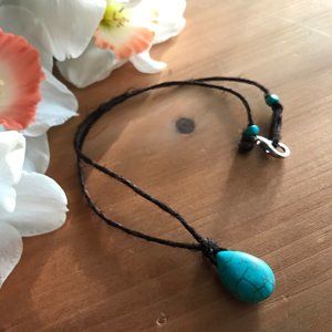 Turquoise Teardrop Hemp Choker